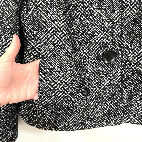 Talbots Wool Tweed Black Glen Plaid Blazer Jacket Size 4 Petite - Picture 5 of 12